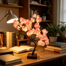 1件 24LED櫻花發光樹燈 44CM,USB/電池雙用暖光,人造花樹桌燈,房間裝飾,婚禮派對節日氛圍裝飾擺件 - 暖白色 - 查看 7