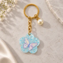 1pc/3pcs Women's Premium Korean Style Sweet Cool Butterfly Flower Acrylic Pendant With Faux Pearl Inlay, Sweet Bag Charm - Multicolor - View 11