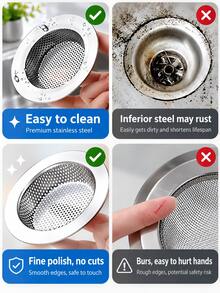 Large Kitchen Sink Strainer For Most Sink Drains Wide Rim Sink Drain Filter Round Drain Stopper Garbage Disposal Plug Sieve Basket Strainer Hollow Food Catcher Household Items Home Bathroom Decor House Kitchen Essentials Accessories Kitchen Gadgets - Multi-color - View 4