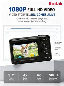 Kodak Kamera Digital Portabel FZ45 16,35MP Layar 2,7" Zoom Optik 4x Sudut Lebar 27mm Hadiah Ulang Tahun Pelajar Kampus HD Perjalanan Alternatif CCD - View 4
