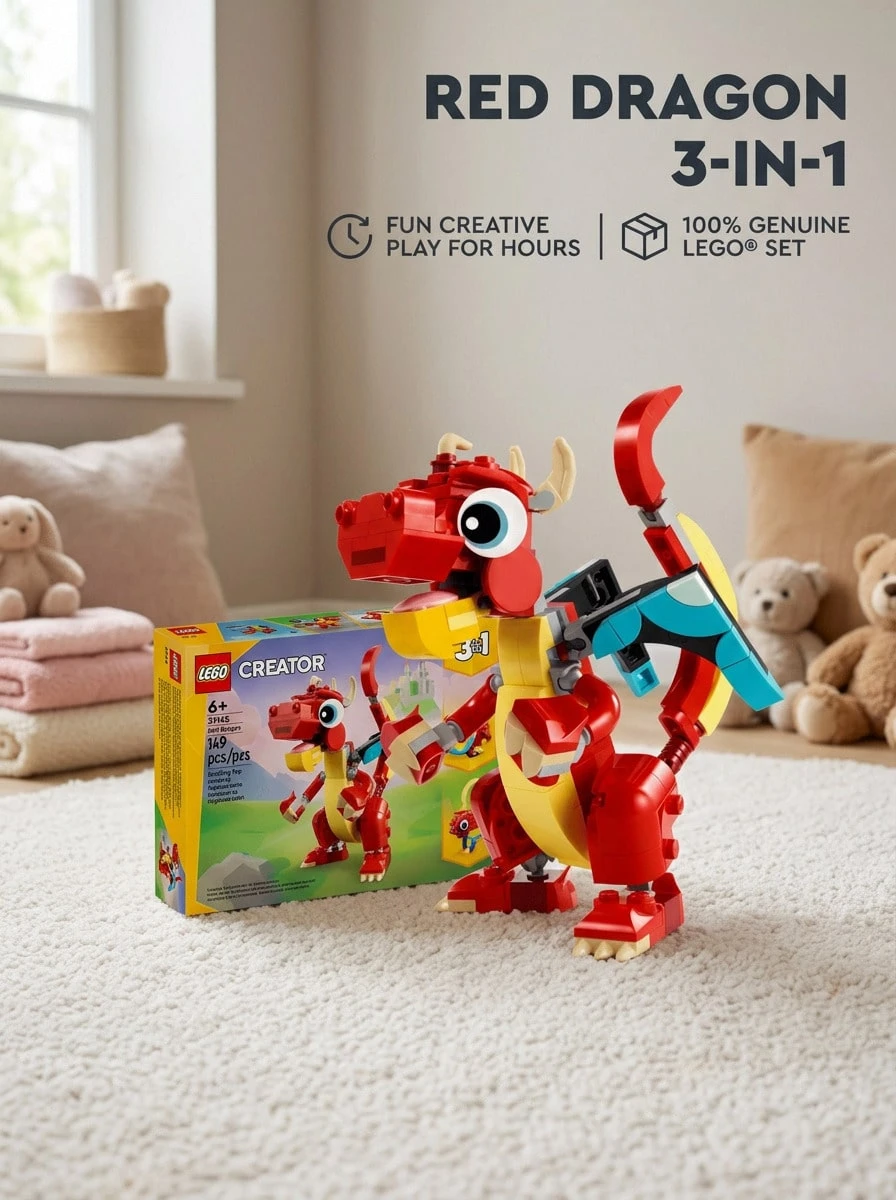 LEGO Creator 3-In-1 Red Dragon Kids 6Years+ 31145 - Multicolor - View 1