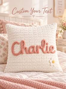Custom Name Pillow, DIY Name Comfort Cushion, Bedroom Sofa Pillowcase, Pet Pillow Gift, Pillow Insert Not Included - Multicolor - View 1
