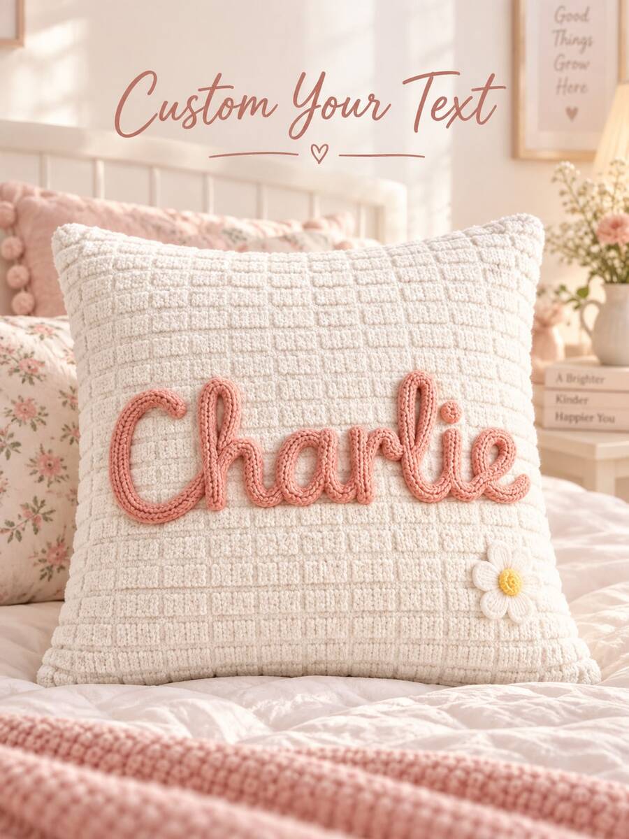 Custom Name Pillow, DIY Name Comfort Cushion, Bedroom Sofa Pillowcase, Pet Pillow Gift, Pillow Insert Not Included - Multicolor - View 1
