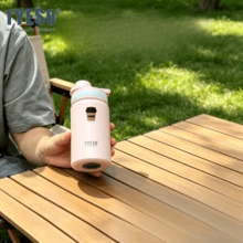 Tyeso 420ML Portable Vacuum Insulated Tumbler With Anti-Slip Silicone Sleeve, Leak-Proof, Outdoor Drinking Cup For Daily Use, With Coffee Sticker - Pink - View 10