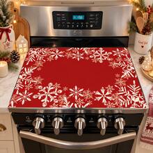 1pc Christmas Red Snowflake Pattern Diatomaceous Earth Absorbent Mat, Kitchen Countertop Water-Absorbing Drying Mat, Coffee Machine Mat, Pour-Over Coffee Pot Mat, Dish Drainer Mat, Non-Slip Heat-Resistant Kitchen Mat, Dining Table Mat, Breakfast Mat, Washing Machine Mat, Home Kitchen Dining Table Coffee Shop Bar Decor Mat, Holiday Party Housewarming Gift - Multicolor - View 4