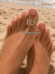 Customized Name Toe Ring For Women, Stainless Steel Cursive Letter Adjustable Toe Ring, Personalized Bohemian Style Summer Beach Jewelry, Birthday Holiday Gift, Graduation Season Gift For Girlfriend - Silver 1 - View 3