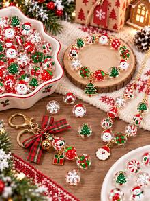 5/10/20pcs Christmas Beads, Snowflake Christmas Hat Pendant, Suitable For DIY Keychain, Earrings, Necklace, Bracelet Handmade Crafts, Christmas Decoration - Christmas Baubles - View 3