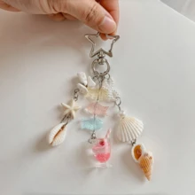 Cross-Border European & American Ocean Style Shell & Starfish Keychain, Cute Resin Fish & Cocktail Glass Pendant Key Chain, Summer Beach Bag Charm Women's Accessory - Multicolor - View 2