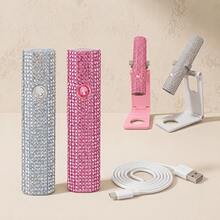 GANLAIX 1pc Rhinestone Decorated Nail Lamp, USB Rechargeable LED Nail Light - Fast Curing And Durable, Pink Diamond, Suitable For Home And Salon Use, Rechargeable Nail Lamp, Ideal Gift, Holiday Gift, Rechargeable Nail Light, Handheld Nail Lamp, Adjustable Arm And Multi-Function Stand - Multicolor - View 1