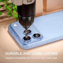 CASECOPS 1片相機鏡頭螢幕保護貼，適用於 iPhone 18 Pro Max/18 Pro/17 Pro Max/17 Pro，8色，不易碎，強吸附，適合手機殼使用，金屬強化玻璃後置相機螢幕保護貼 - 淺藍色 - 查看 6