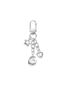 Cute Puffy Bag Charm Featuring Cutout Star And Heart Accents, Sparkling A-Z Letters, And Earphone Charm; Keychain Or Accessory For Bags And Backpacks - Multicolor - View 13