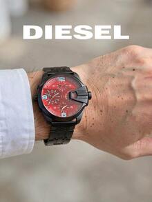 Diesel DZ7373 Bold Oversized Men WristwatchQuartz Chronograph Multi‑Time‑Zone Red Dial,Black‑Tone Metal Case,Industrial‑Street‑Style Male Accessory - Black - View 6
