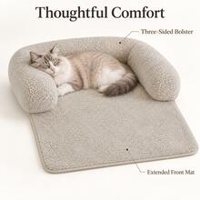 1pc Lambswool Pet Sofa Cushion, Soft Fleece Three-Sided Enclosure, Extended Front Pad Design, Cat And Small Dog Home Resting Bed, Suitable For Sofa, Bedside And Floor, 3 Colors And 2 Sizes Available - Multicolor - View 6