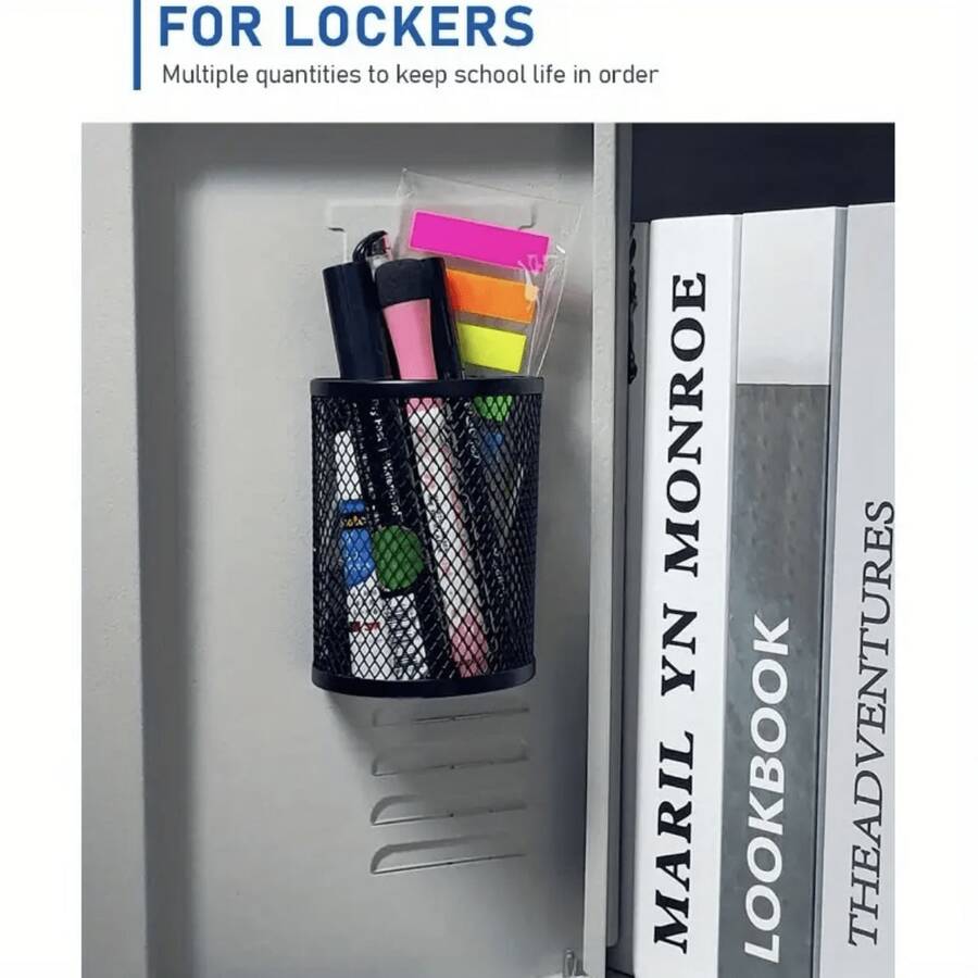 1pc Semi-Circular Magnetic Iron Storage Basket, Refrigerator Pen Holder And Storage Box, Suitable For Home Office Desk Organization, Craft Supplies, Utility Magnet Container, Fridge Side Pocket, Durable Kitchen Decor, Mother's Day Gift Idea - Multicolor - View 1