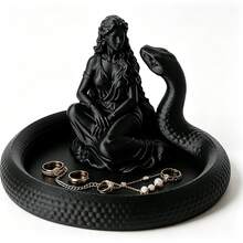 1pc Dual-Color Snake Coil Jewelry Storage Box, European Art Portrait 3D Large Wing Design, Dual Compartment Storage For Rings, Earrings, Necklaces, Studs And Other Accessories - Multicolor - View 9