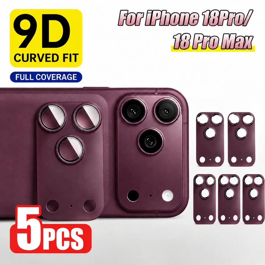 Yezodawee 手機 18 Pro Max/18 Pro/17 Pro Max/17 Pro 相機鏡頭保護膜,防碎裂、強黏著,相容手機殼,金屬強化玻璃後置相機螢幕保護膜,酒紅色 - 酒紅色 - 查看 1