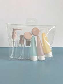 11pcs Travel Refillable Bottle Set, Includes Spray Bottle, Lotion Bottle, Shampoo Bottle, Shower Gel Bottle, Portable Empty Liquid Containers For Cosmetics - Pink - View 3
