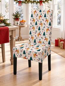 1/6pcs Christmas Chair Covers, Multicolor Assorted Christmas Socks, Reindeer, Snowman And Bell Prints, Suitable For Dining Room, Kitchen And Holiday Party Decoration - D - View 8