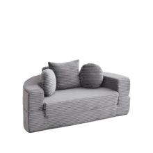 A Versatile 4-In-1 Sofa Bed, Ideal For Compact Living Spaces, That Can Be Used As Both A Semi-Circular Sofa And A Round Daybed, Two Round Cushions And One Square Cushion - Grey - View 11