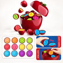 12PCS Apple Shape Matching Toy Set, Toddler Montessori Educational Puzzle Toy For Shape, Color & Number Recognition With Storage Apple - Multicolor - View 12