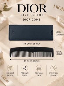 Dior Comb, 13*3.5cm, Smooth Teeth, Portable, With Storage Pouch, Suitable For Daily Use And Travel Hair Styling - Black - View 11
