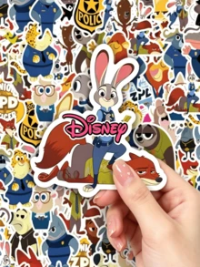 Set Stiker Disney Zootopia Judy & Nick 50pcs, Stiker Vinyl PVC Tahan Air untuk Laptop, Botol Minum, Koper, Scrapbook, dan Dekorasi DIY Casing Ponsel - MultiWarna - View 1
