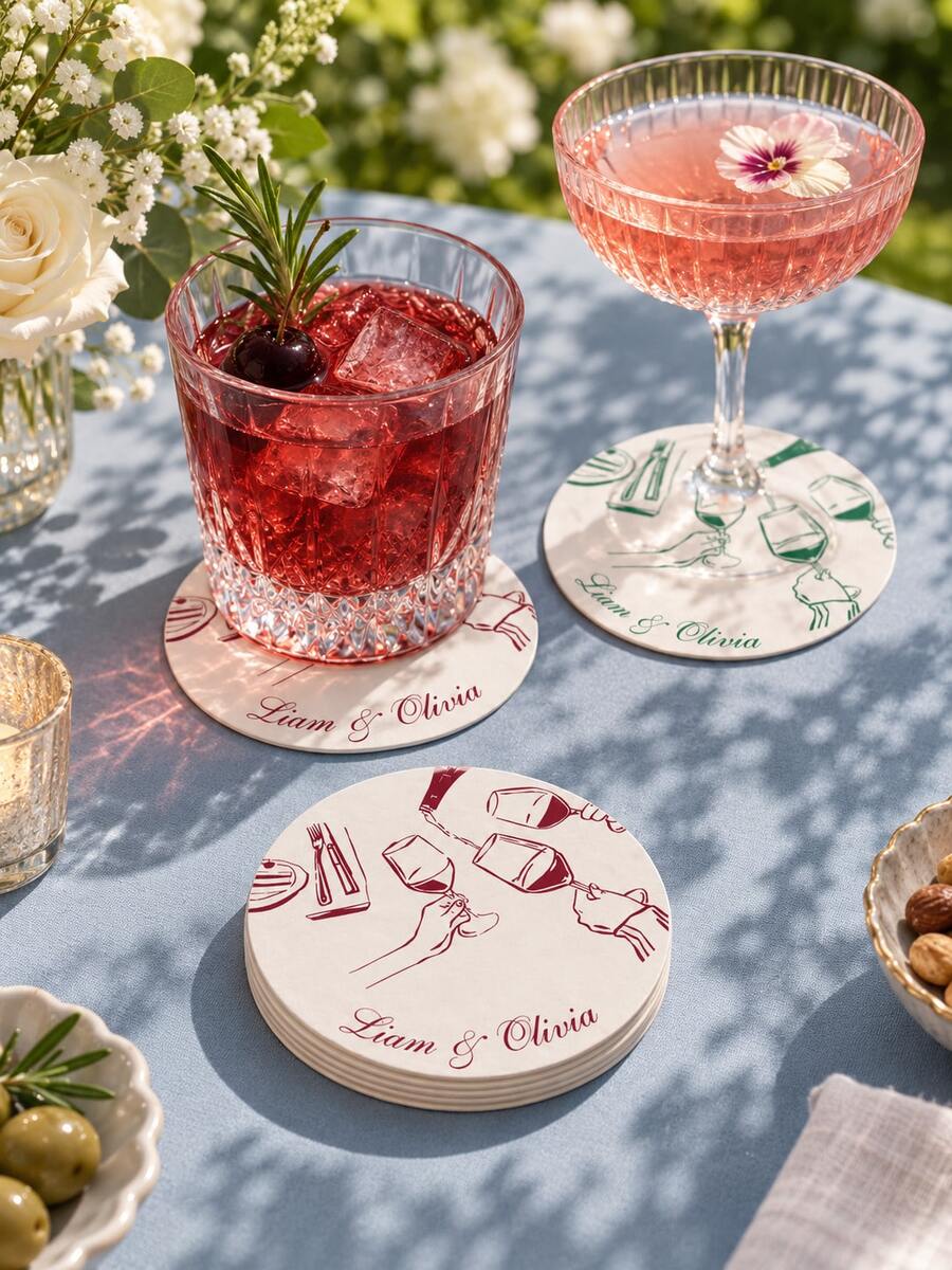 Custom Wedding Coasters Set Bulk,Personalised Wedding Coasters,Custom COCKTAIL Wedding Paper Coasters,New Home Gifts ,Party Table Decoration - Multicolor - View 1