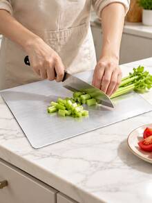 Stainless Steel Cutting Board With A Lip-Suitable For Kitchen Countertops; Ideal For Preparing Meat, Vegetables, Dough, And Baked Goods; Easy To Clean. - Multicolor - View 12
