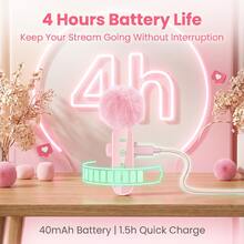 HITOZON Wireless Lavalier Lapel Microphone, Clip-On Mini Mic With Digital Status Display, Crystal Clear Audio, Compatible With IPhone 15/16/17, Android Phones And Laptops For Vlogging, Live Streaming & Video Recording - Pink - View 5