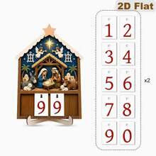 1pc Wooden Nativity Scene Advent Calendar With Flip Number Cards And Base - 99 Days Christmas Countdown, Religious Desktop Decor For Home And Church - Flip-Style Calendar For Daily Advent Readings And Christmas Decoration - A - View 10