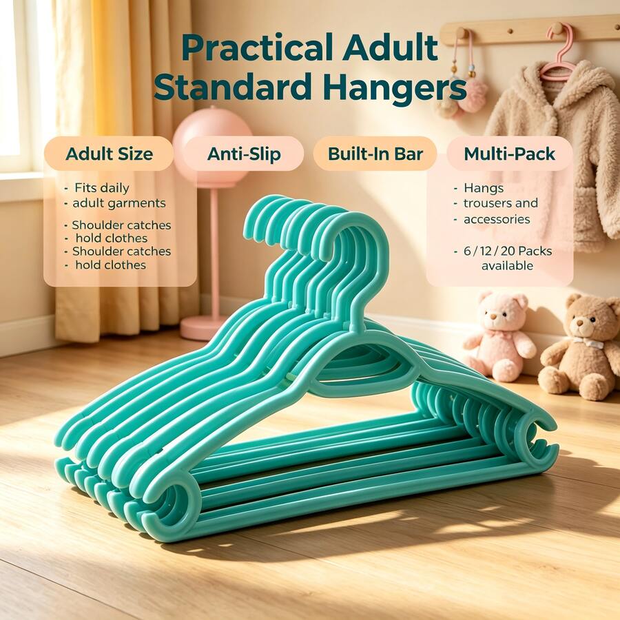5/10/20pcs Anti Slip Multifunctional Standard Clothes Hanger, Shoulder With Anti Slip Device, Space Organizing Clothes Hanger, Hanging Clothes Hanger With Hook, Sturdy And Durable - View 1
