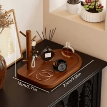 Khay để chìa khóa để bàn bằng tre hình cành cây, giá sắp xếp để bàn có móc treo, khay lưu trữ trang trí cho chìa khóa, trang sức, đồng hồ và đồ lặt vặt nhỏ cho bàn lối vào, trang trí nhà cửa - Xem 8