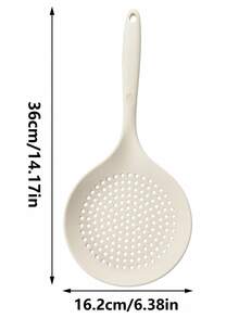 2/1pc White Large Silicone Hollow Soup Spoon, Heat-Resistant Long Handle Strainer, Suitable For Pasta, Dumplings, Noodles, Kitchen Soup Ladle - Multicolor - View 4