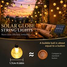 Solar String Lights - 20/50/100 LED Globe Lights, Suitable For Outdoor Use, Perfect For Garden, Easter, Mother's Day, Wedding, Patio, Valentine's Day Decoration - IPX4 Waterproof, Optional 5m/7m/12m, 8 Lighting Modes, Installable - Solar-powered Bubble Machine - View 3