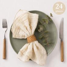 30 Pcs Sage Green Cheesecloth Napkins, 20 X 20 Inch Boho Gauze Dinner Napkins, Rustic Crinkle Cloth Napkins Bulk For Wedding Reception, Bridal Shower, Baby Shower, Birthday Party And Table Decor - Beige - View 19
