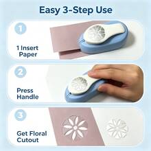 1in Round Floral Craft Punch, Craft Paper Punch, Easy-Press Lever Paper Cutter With Intricate Flower Pattern, Handmade Hole Puncher For Card Making, Scrapbooking, DIY Art Craft, Journal Decorations - Daisy - View 3
