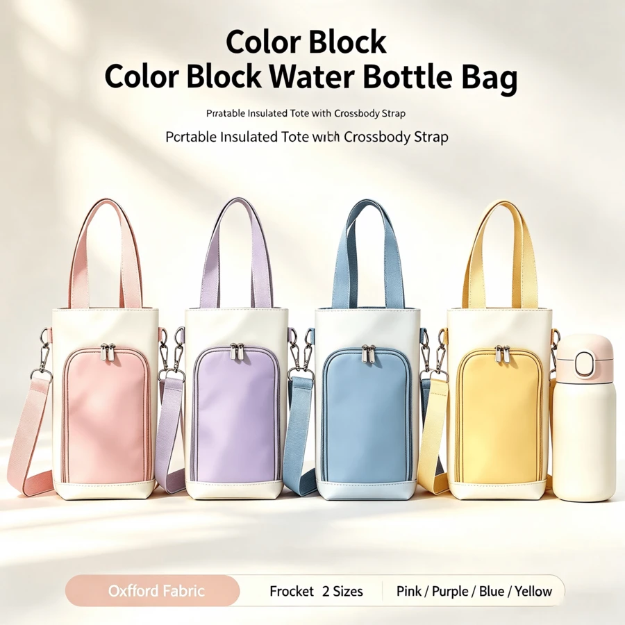 1 Dopamine Color High-Value Crossbody Handheld Water Bottle Bag, Student Water Bottle Bag, Travel Waterproof Water Bottle Bag, Large-Capacity Water Bottle Bag For Commuting - View 1