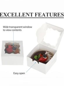4pcs Festive Christmas Paper Boxes For Holiday Parties. Pack Apples, Cookies, Candies & Small Gifts. Works As Party Favors, Table Decor And Gift Packaging. Lightweight Paper, Easy Assembly For Christmas Events & Gifting. - A - View 7