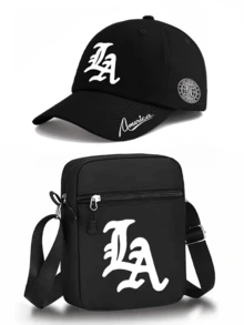 1pc/2pcs "LA" Ietter Pattern Print Unisex Street Fashion Outdoor Sports Baseball Cap And Crossbody Bag, Adjustable, Gift For Yourself Or Friends - Multicolor - View 12