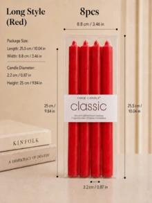 8/4 buah Lilin Taper Lurus Panjang + Pendek 25/20cm, Berbagai Warna, Dekorasi Meja Pernikahan, Dekorasi Pesta Makan Malam, Dekorasi Rumah, Penerangan Darurat, Perlengkapan Liburan - Lilin hias bertangkai panjang - View 35