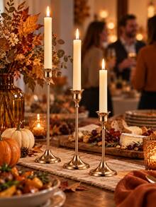 3pcs/Set Multi-Color Vintage Tall Candle Holders, Elegant Metal Long Stem Candle Holder, Wedding Table Centerpiece Decoration, Dinner Party, Home Romantic Atmosphere Room Decor Ornament (Candles Not Included), Kitchen Decorations, Candle Stick Holder, Christmas Table Decorations, Wedding Decor, Christmas Decor Home, Vintage Home Decor, House Decor, Christmas Decorations - 3-piece Set - View 6