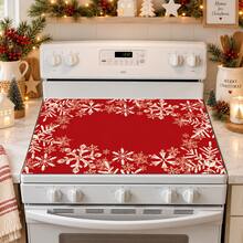 1pc Christmas Red Snowflake Pattern Diatomaceous Earth Absorbent Mat, Kitchen Countertop Water-Absorbing Drying Mat, Coffee Machine Mat, Pour-Over Coffee Pot Mat, Dish Drainer Mat, Non-Slip Heat-Resistant Kitchen Mat, Dining Table Mat, Breakfast Mat, Washing Machine Mat, Home Kitchen Dining Table Coffee Shop Bar Decor Mat, Holiday Party Housewarming Gift - Multicolor - View 2