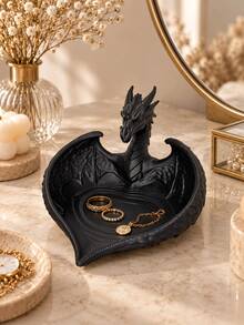 1pc Fantasy Dragon Decorative Jewelry Tray, Unique Ring Earring Necklace Storage Organizer Box, Suitable For Vanity Bedroom Desktop, Eye-Catching Home Decor Gift, Wedding Bridesmaid Gift, Room Decor, Jewelry Storage, Home Decor, Bathroom Decor - Multicolor - View 9