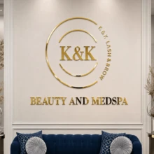 1pc Personalized Custom Text Logo, Acrylic Mirror & Black Letter Cutout, Laser Cut Corporate Sign, Laser Cut Logo Sign, Corporate Wall Sign, Indoor Decor Commercial Logo Studio Customization - Multicolor - View 2
