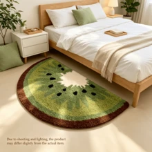 Kiwi Fruit Shaped Bath Mat, Cute Bathroom Rug, Non-Slip Washable Decorative Bathtub Mat, Shower Floor Carpet, Soft, Quick-Drying, For Bathroom Or Other Rooms, Kiwi Color - Kiwi - View 6