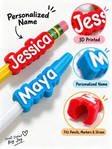 Hiasan Pensil PLA Cetak 3D dengan Nama Kustom, Hadiah Kecil untuk Kembali ke Sekolah yang Dipersonalisasi, Hadiah Alat Tulis Lucu yang Disesuaikan, Hanya Hiasan Pensil, Pensil Tidak Termasuk - MultiWarna - View 8