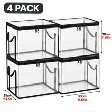 4pcs Transparent Black Trim Storage Bags, Dual Handle Portable Easy Packing, Dust-Proof & Moisture-Proof Organizer Bags, Large Capacity Durable Foldable, Easy To Store & Categorize, Suitable For Bedroom, Classroom And Dormitory Book Moving - Clear - View 12