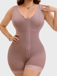 Women's High Compression Shapewear, Body-Shaping Jumpsuit, Colombian Style Tummy Control Jumpsuit, Full Body Shaping Garment, 3-Row Hook Butt-Lifting Shapewear - Purple - View 5