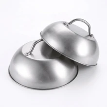 1pc Stainless Steel BBQ Grill Cover, 6/9 Inch Mini Portable Furnace Lid With Handle, Suitable For Outdoor Camping, Picnic And Kitchen Use, Multi-Functional Kitchen Lid | Dome-Shaped Lid | Durable Cookware - Silver - View 7