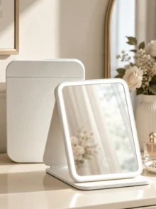 Cermin Rias LED dengan Lampu, 3 Mode Pencahayaan, Cermin Rias Portabel yang Dapat Dilipat, Kontrol Sentuh, Dapat Diisi Ulang USB, Kulit PU, Dudukan Lipat, Cocok untuk Rumah, Kamar Tidur, Meja, Perjalanan, Hadiah Liburan yang Ideal - MultiWarna - View 13